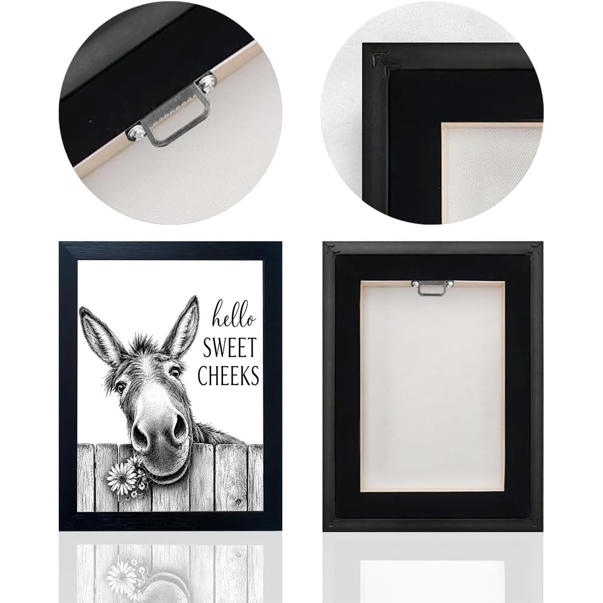 Funny Bathroom Wall Art Framed Donkey Bathroom Decor (Framed Bathroom Art 3 / 16"L x 12"W)