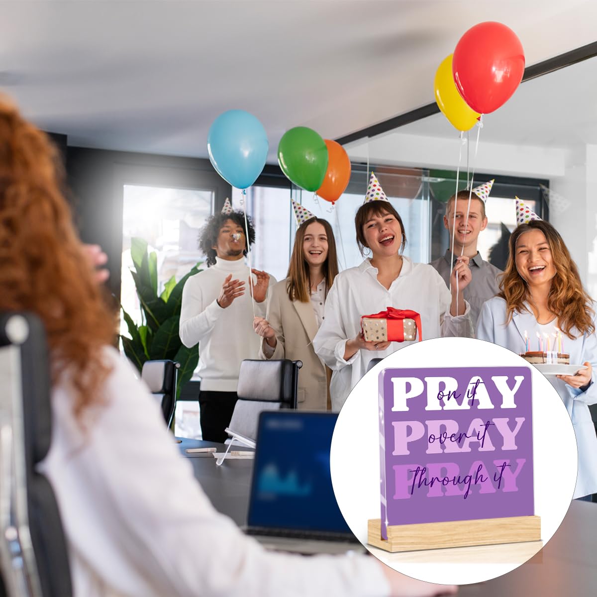 Purple Home Office Decor (Pray On It；Pray Over it；Pray Through It)