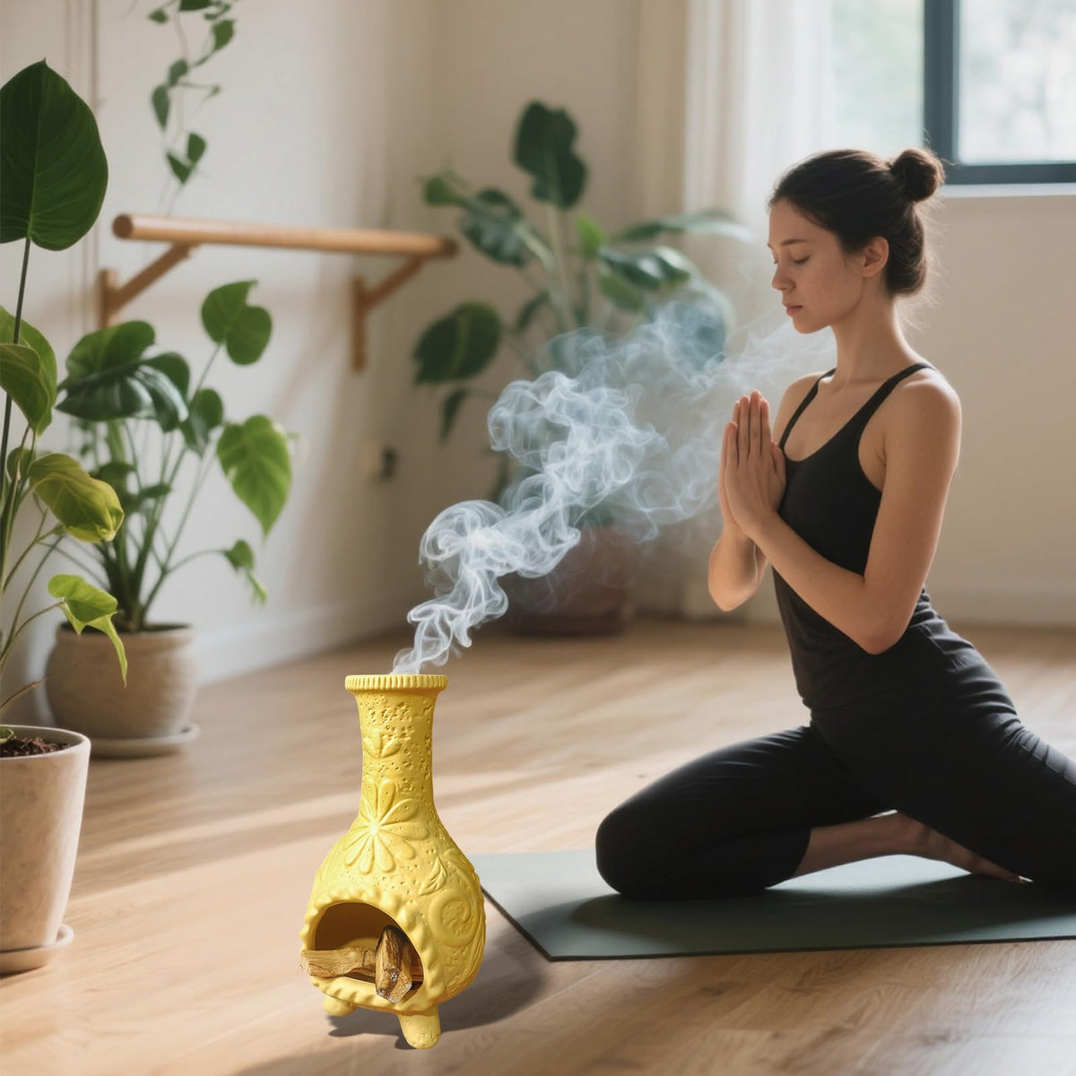 Yellow Floral Palo Santo Chiminea (Flower Palo Santo Holder-yellow)