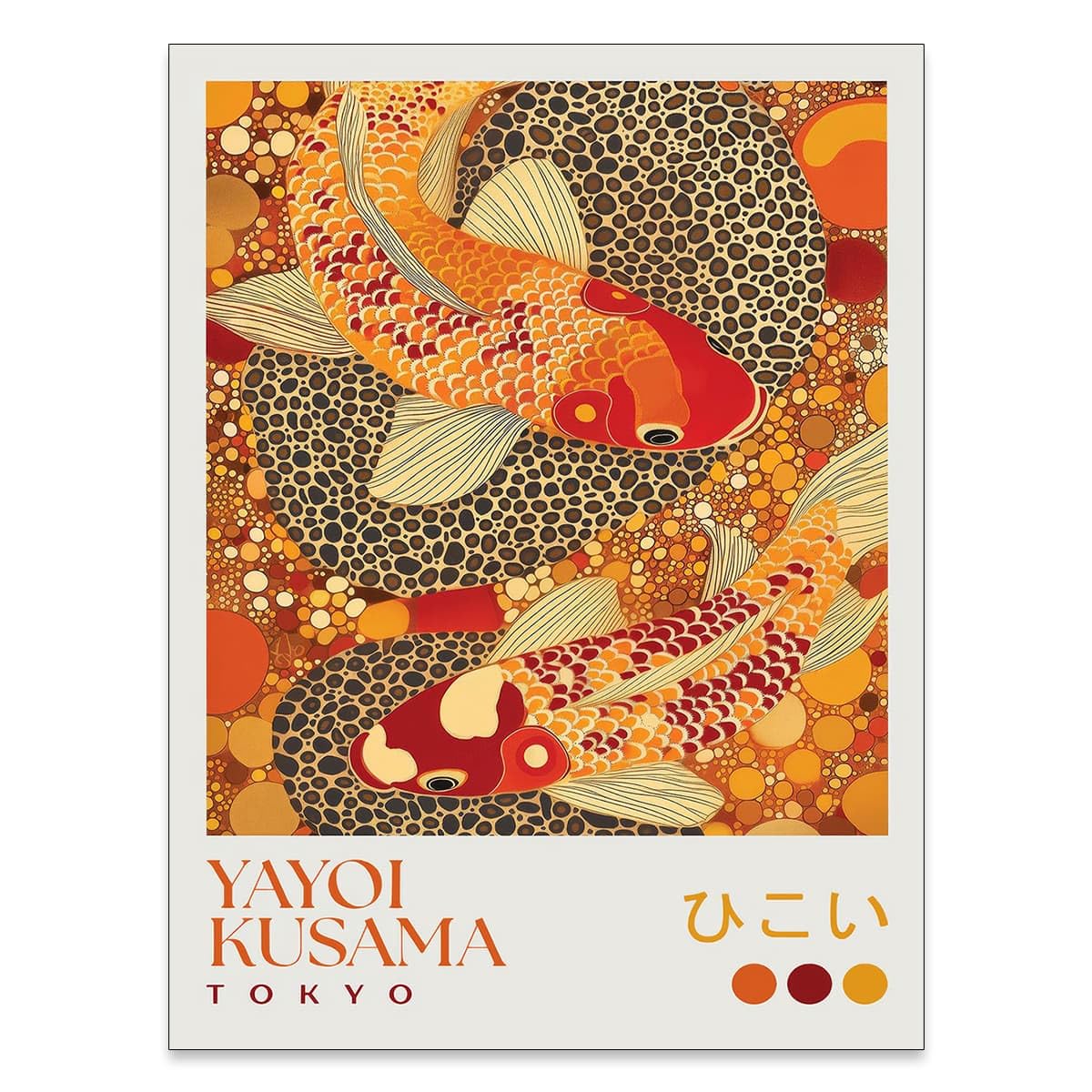 Yayoi. Kusama Canvas Wall Art Vintage Koi Fish Posters Japanese Home Decor Dot Picture Prints 8x10 inch Unframed Colorful Fish Painting for Asian Bedroom Bathroom Living Room Hallway (Unframed / Japanese Art 010 / 10"L x 8"W)