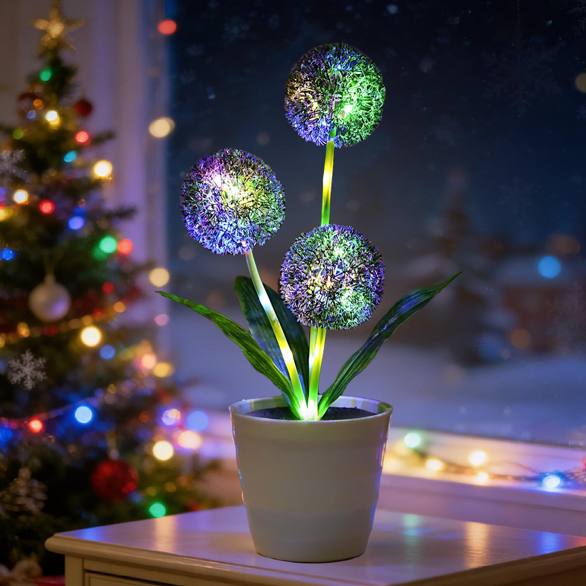 Artificial Purple Allium Flower Lamp (Dandelion-Purple)