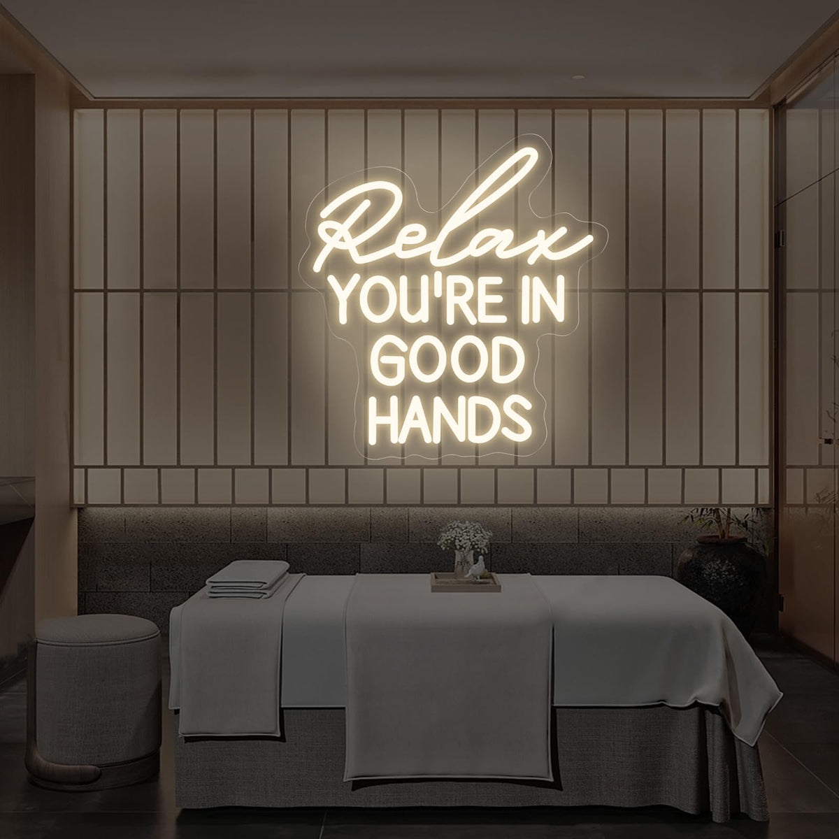 Relax You're In Good Hands Neon Sign Hair Salon Beauty Studio Led Light (Relax)