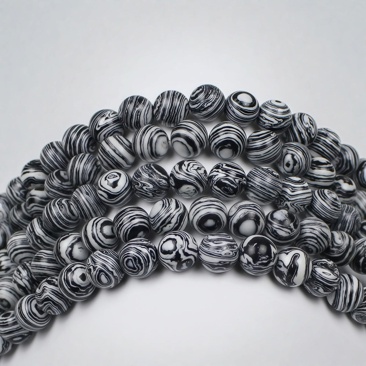 Synthesis Colour Malachite Beads Beautiful Fashion Round Stone Beads for DIY Jewelry Making 15" (Black And White Malachite / 4mm)