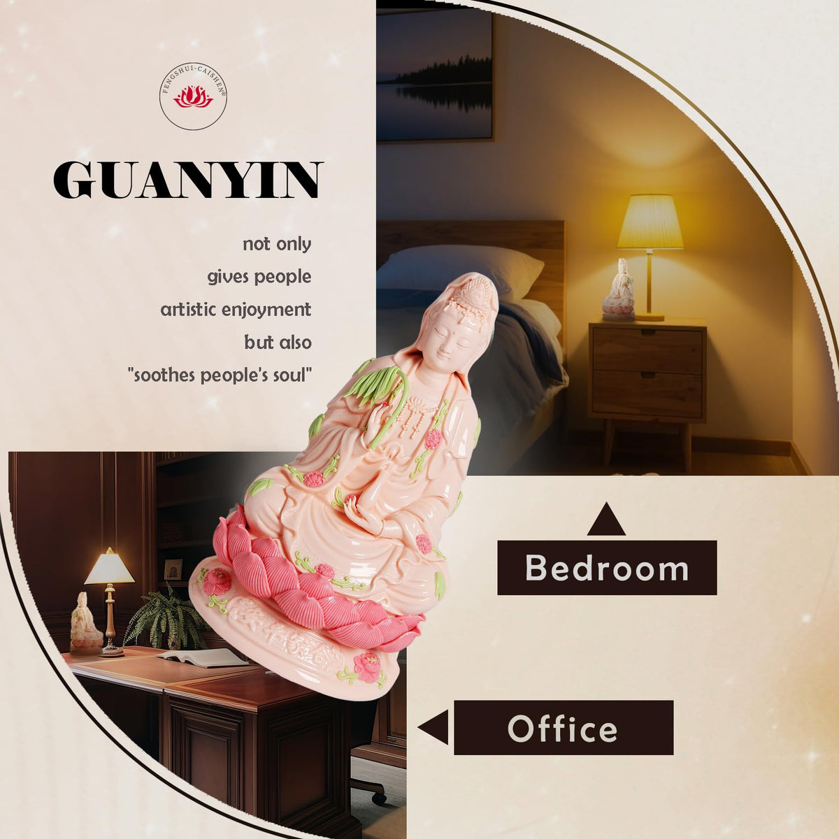 Porcelain Guan Yin Statue (Pink / Large)