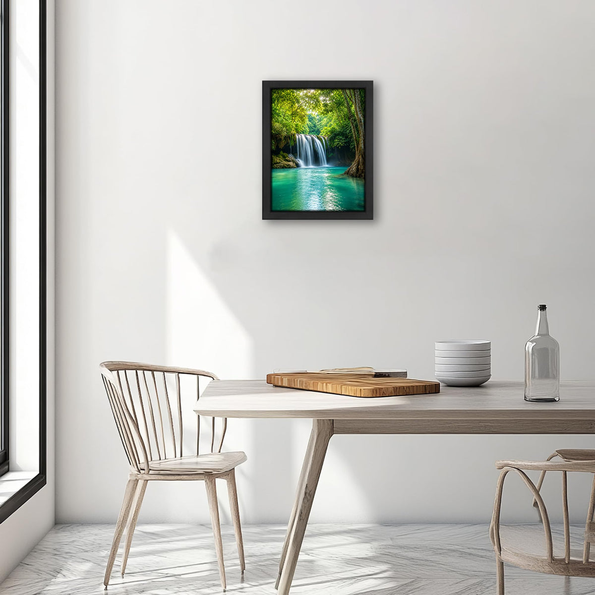 Forest Waterfall Decor Wall Art (Wall Art Framed 30 / 20"L x 16"W)