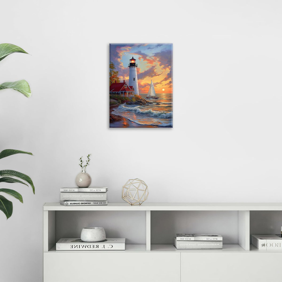 Lighthouse Canvas Wall Art Coastal Beach Modern ArtWork 20" x 24" (Lighthouse / 24"L x 20"W)