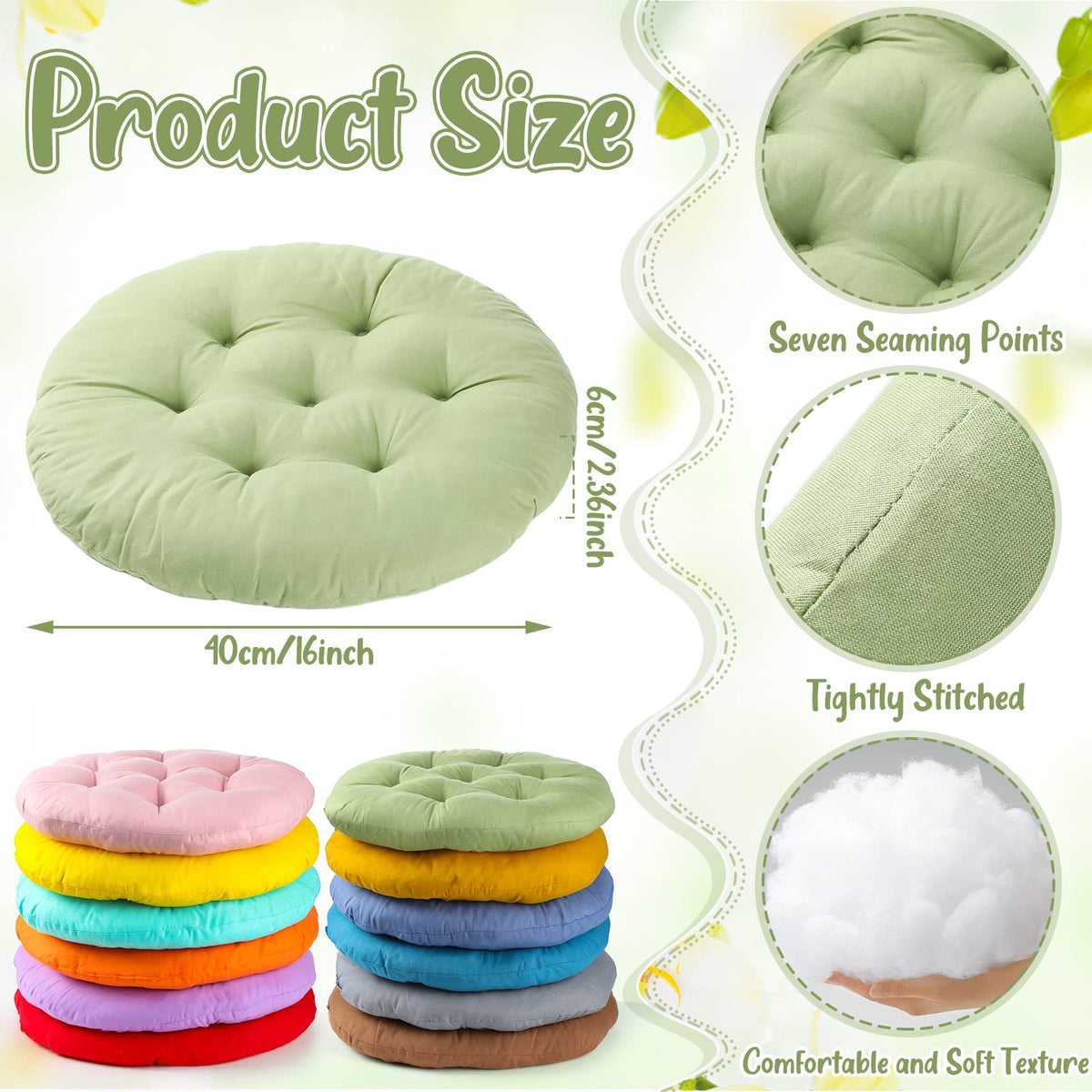 12 Pcs Round Floor Pillows Cushions Seating 16 x 16 Inches Floor Round Cushions for Kids Toddlers Flexible Reading Chair Pillows for Classroom Home School Playing Supplies (Colorful)