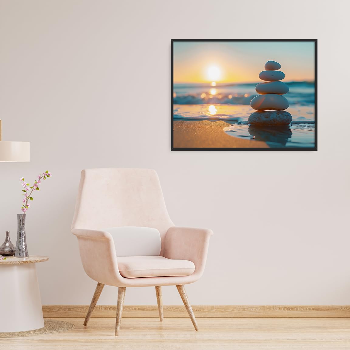 Zen Ocean Sunset Wall Art (Black Aluminum Frame-1 / 16"L x 20"W)