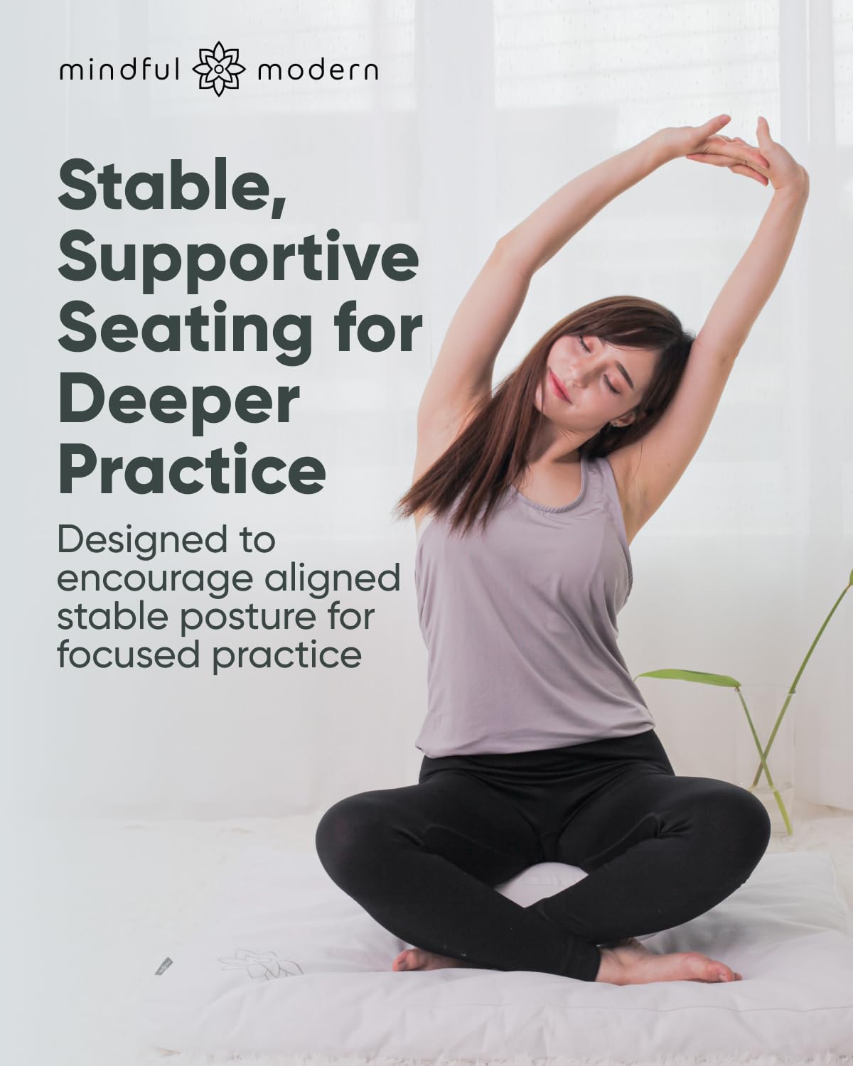 Mindful & Modern Large Meditation Cushion for Zafu Yoga (Round - White)