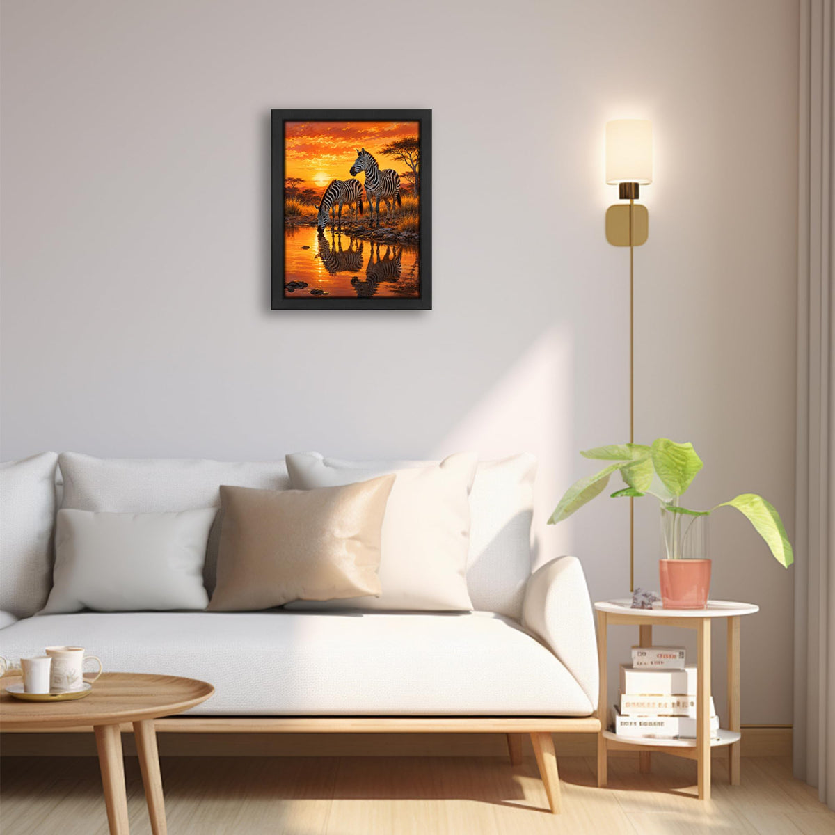 Zebra Decor Wall Art (Wall Art Framed 46 / 24"L x 16"W)