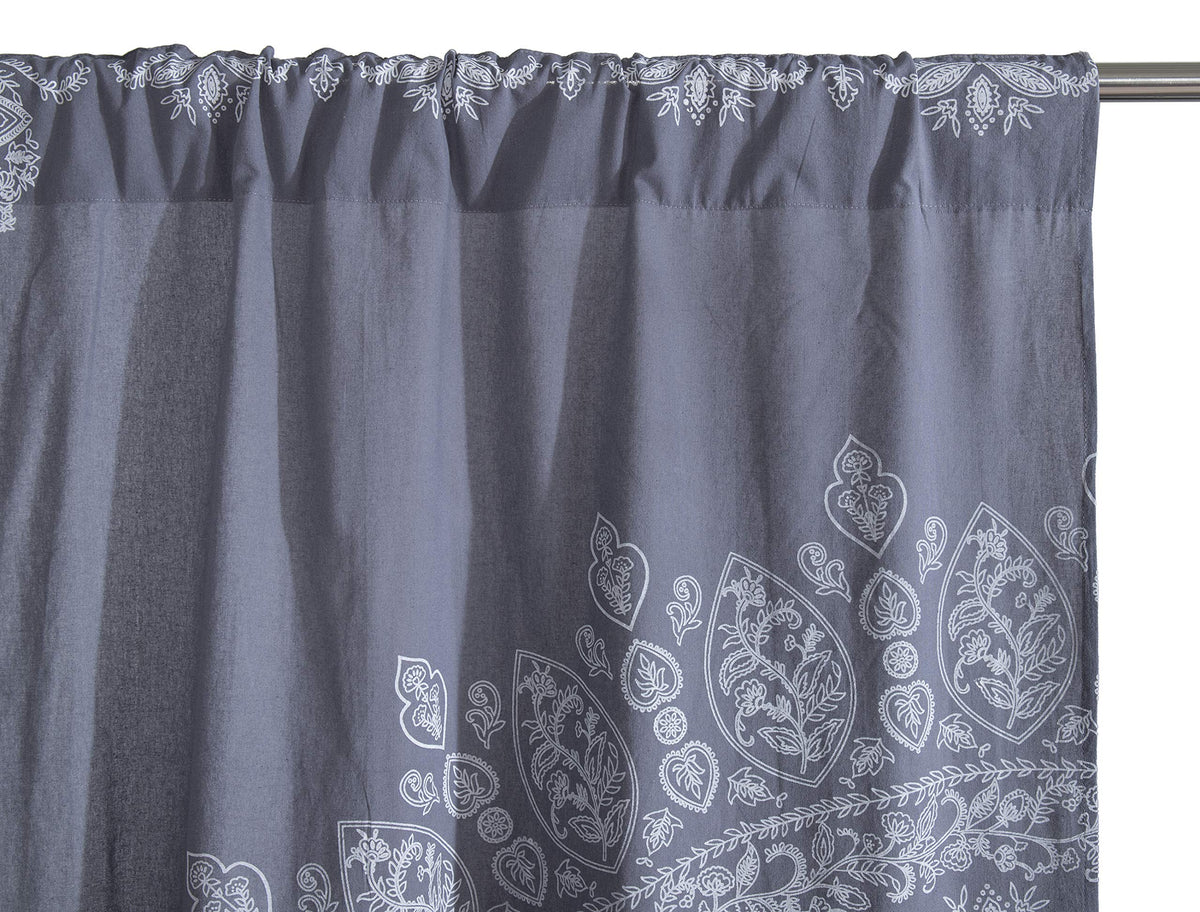 Indian Hippie Mandala Bohemian Beautiful Grey Window Door Drapery Curtain Bedroom Living Room Balcony Valance Panels (38"W x 83"L (Pack of 2) / Grey)