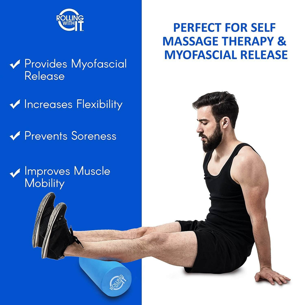 High Density Foam Roller for Physical Therapy (18 x 6 Inch)