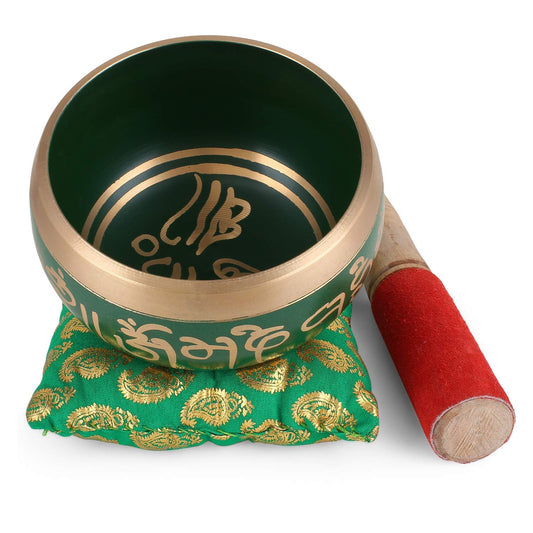 Tibetan Singing Bowl Set (4 Inch / GREEN)