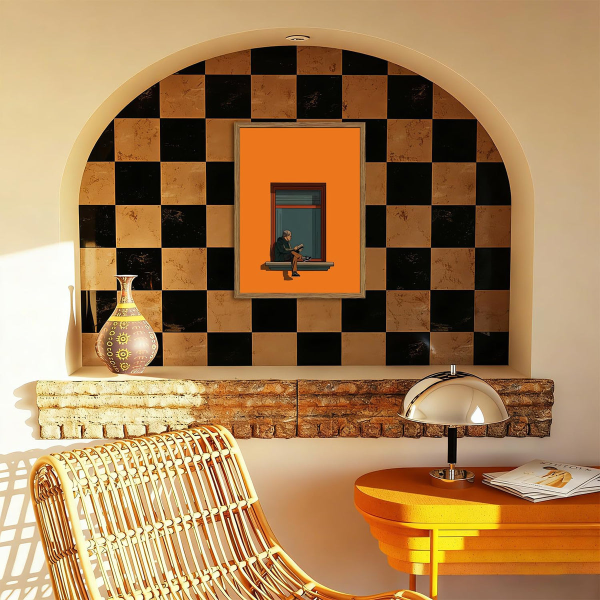 Framed Minimalist Orange Canvas Wall Art (Minimalist Orange / 24"L x 16"W)