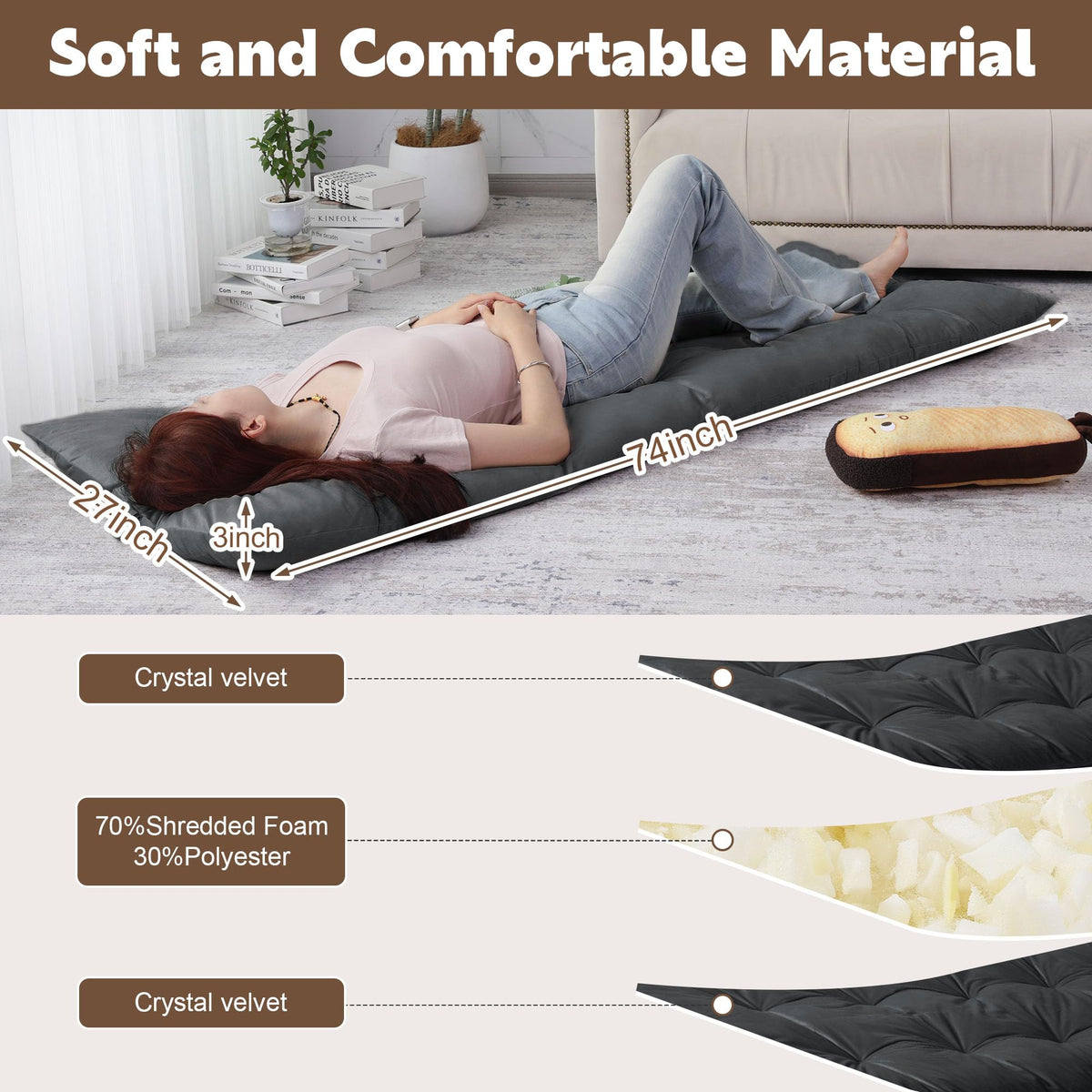 Floor Lounger Pillow (Dark Gray)