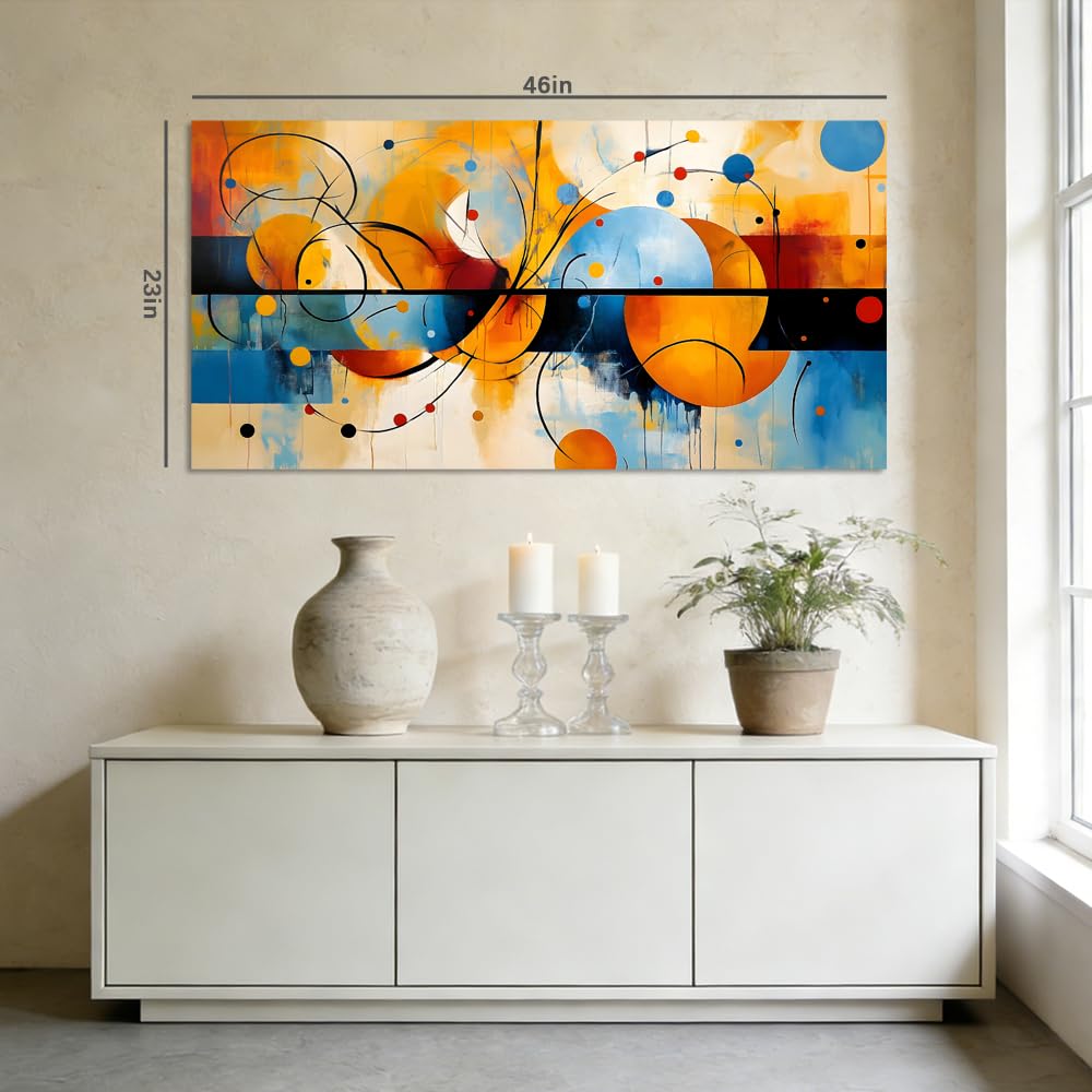 Blue Abstract Wall Art for Living Room Canvas Painting Prints Art Deco (Abstract / Black Abstract 101 / 58"L x 28"W)