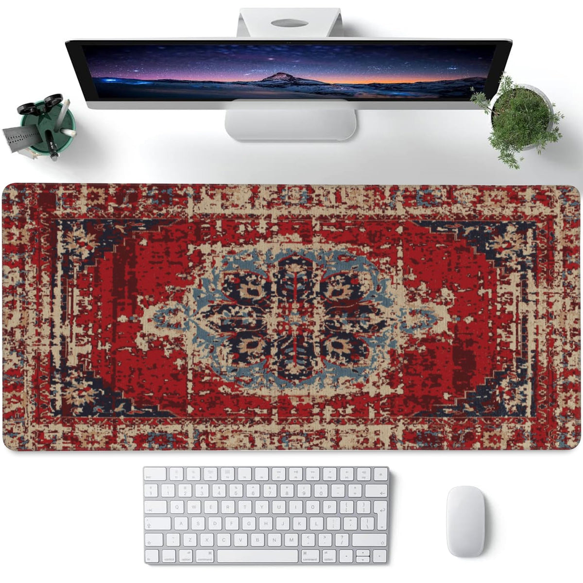 Desk Mat Boho Carpet Style Large Gaming Mouse Pad for Desk XXL (35.4" x 35.4" / Boho Carpet Style-2)