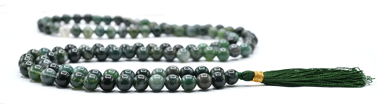 Moss Agate Mala Beads (Moss Agate / Plain)