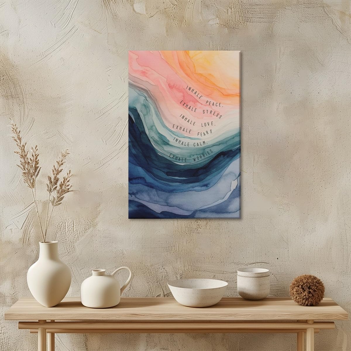 Office Wall Art Inhale Exhale Swirly Mental Health Posters Calming Corner Art Canvas Prints Wellness Breathe for Therapy Office Motivational Wall Decor 12x18inch Framed (style-1-Framed / 12"L x 18"W - Framed)