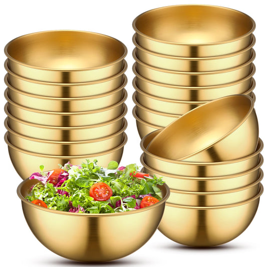 20 Pcs 4.7 Inch Gold Bowls Stainless Steel Salad Mixing Bowls (4.7 Inch / Gold)