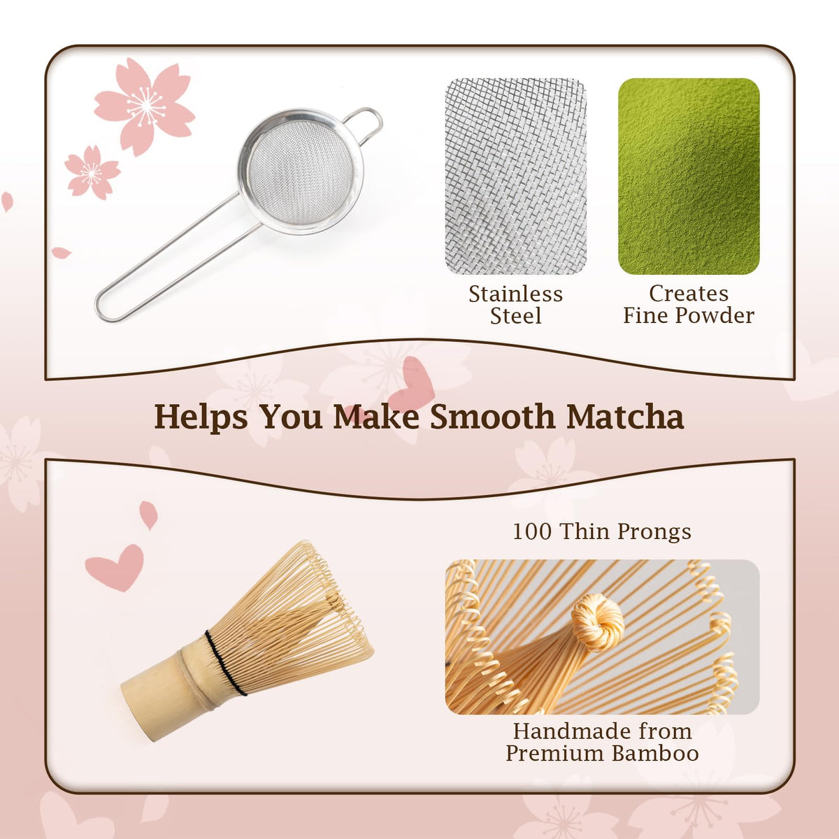 Matcha Whisk Set Elegant Petal Shaped Matcha Bowl Design (Strawberry)