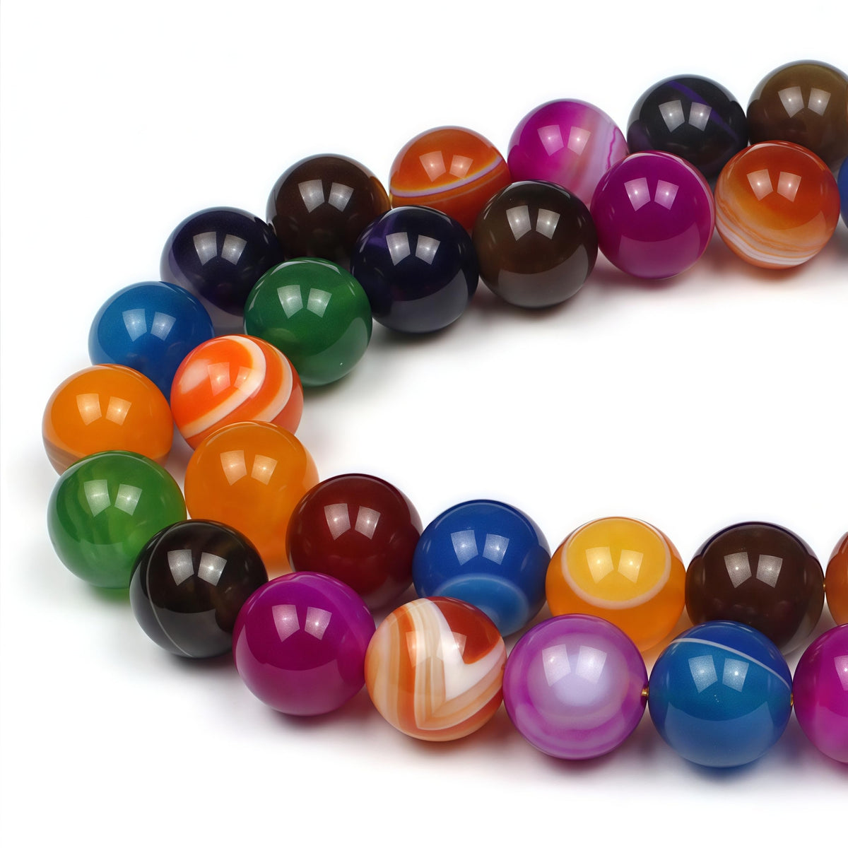 Natural Multicolor Stripe Agate Beads Round Loose Beads for Jewelry Making DIY Bracelet Necklace (Multicolor Stripe Agate / 6mm)