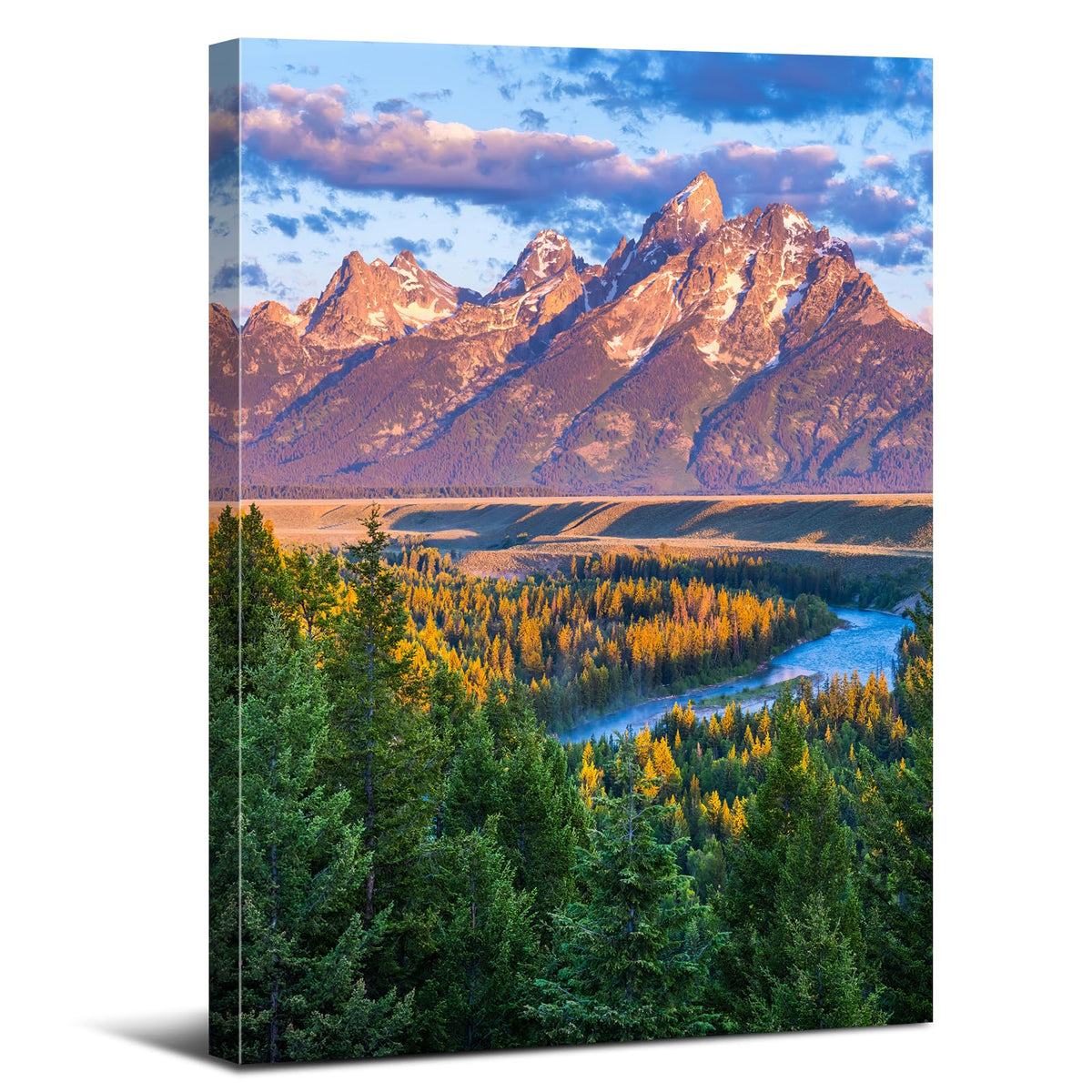 Grand Teton Wall Art National Park Posters Sunset Mountain Landscape Canvas Prints Nature Snake River Photo Pictures Oxbow Bend Forest Scenery Painting Artwork for Office Bedroom Decorations 16x24" (24"L x 16"W / Grand Teton)
