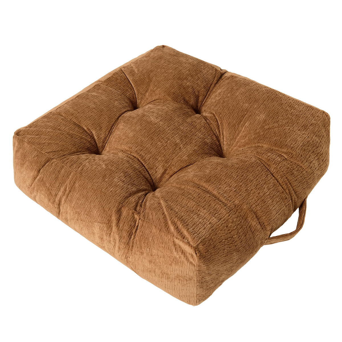 Floor Pillow Cushion for Adults Sitting (22 x 22 x 6 inches / Square Caramel Brown)