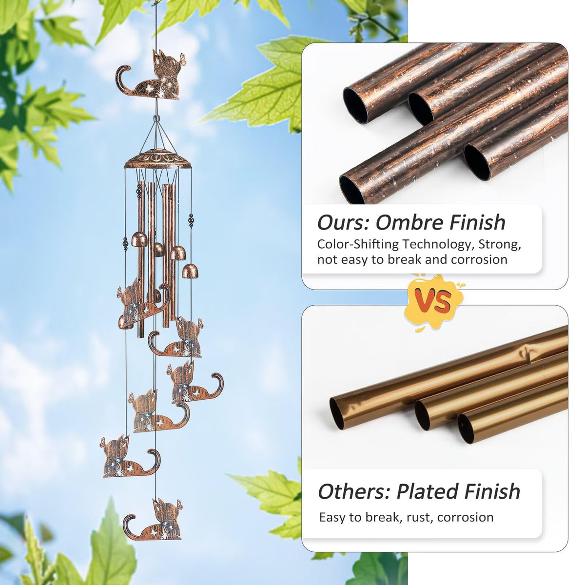 Cat Wind Chimes for Outside (Cat)