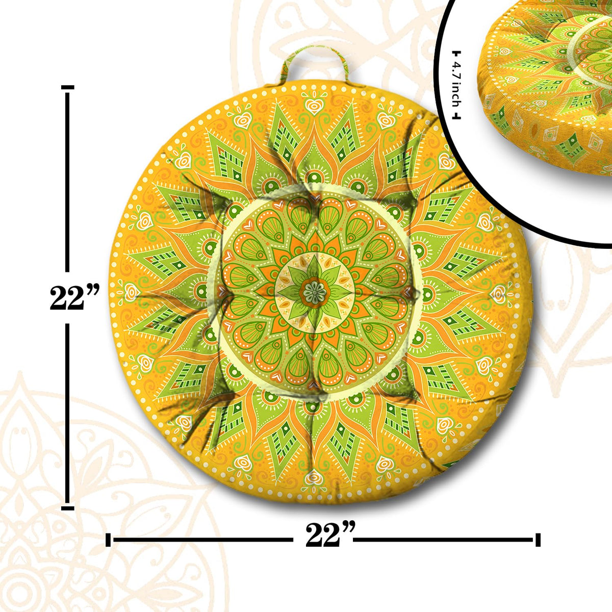 Mandala Meditation Cushion (11.mandala Meditation Cushion-2 / 22x22 inch round)