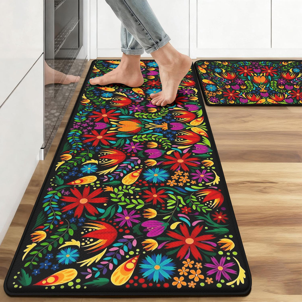 Anti Fatigue Kitchen Rugs Set of 2 (Grass-red)
