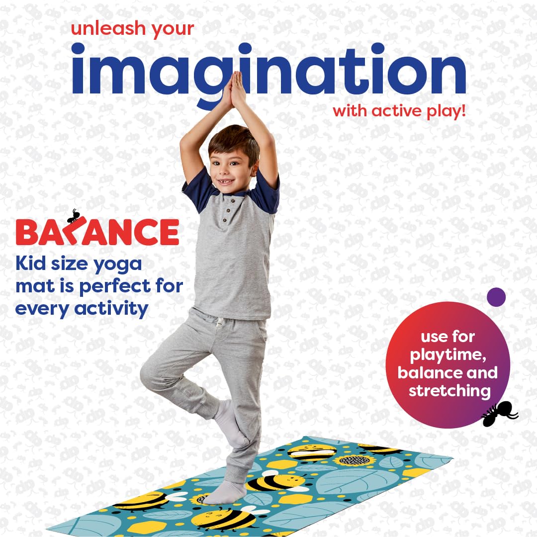 Kids Yoga Mat (Yellow Bumble Bees)