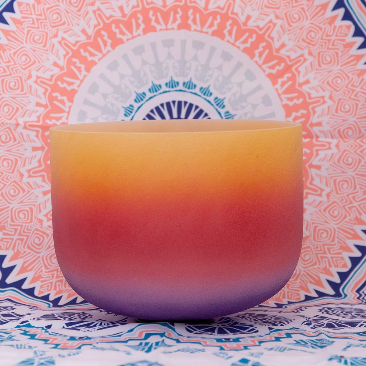 432Hz E Solar Plexus Chakra Rainbow Frosted Quartz Crystal Singing Bowl 8" (8 inch / 432 Hz E note Rainbow bowl)