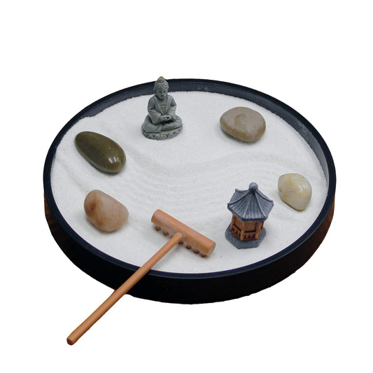 Mini Zen Garden Kit for Desk with Rake (6x6x2 inches)