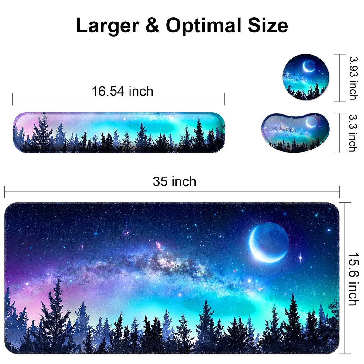 4 in 1 Mouse Pad and Keyboard Wrist Rest (C1-forest Moon)