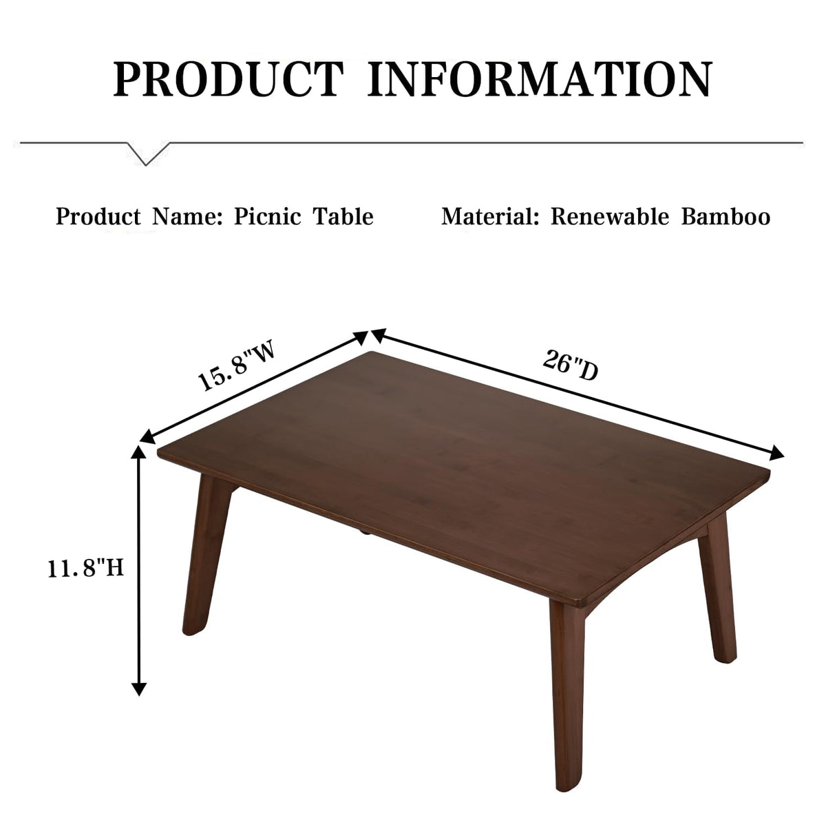 Bamboo Folding Coffee Table (Chestnut / Large)