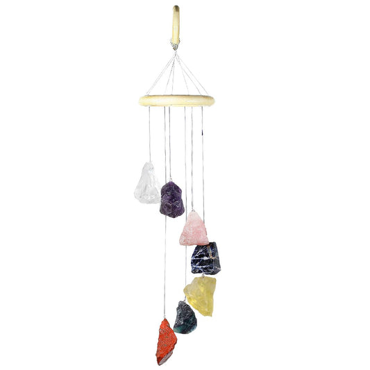 Raw Chakra Crystal Wind Chimes for Outdoor Indoor Decor (Colorful)
