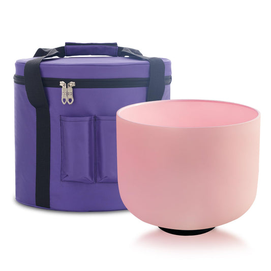 Pink Color F Note Heart Chakra Quartz Crystal Singing Bowl 8 inch with Carrying Case for healing sound Yoga (8 Inch / F Pink Color)