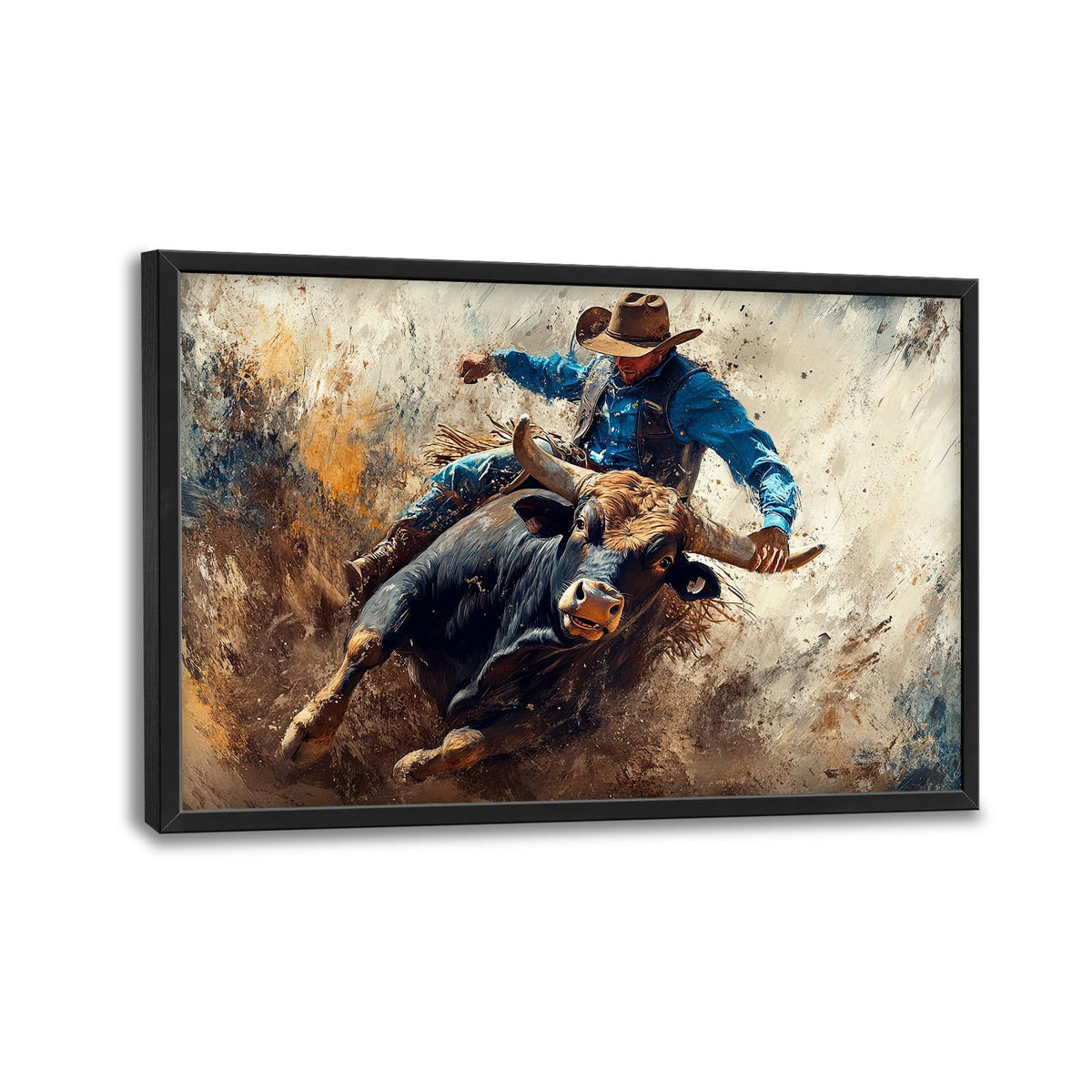 Large Framed Western Cowboy Wall Art Rustic Cow Wall Decor 36"x24" (western / 36"L x 24"W)