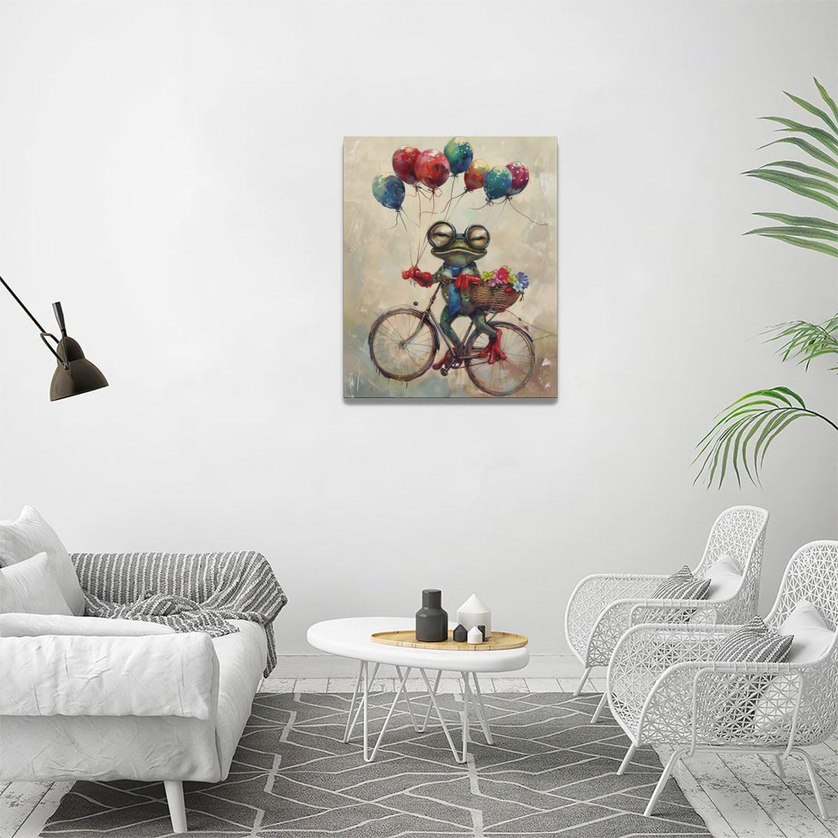Banksy Frog Wall Art Funny Frog Pictures Vintage Canvas Wall Decor Painting Pop Home Modern Artwork Decorations Framed for Living Room Bedroom Bathroom Office 16 x 20 inch (20"L x 16"W / frog)
