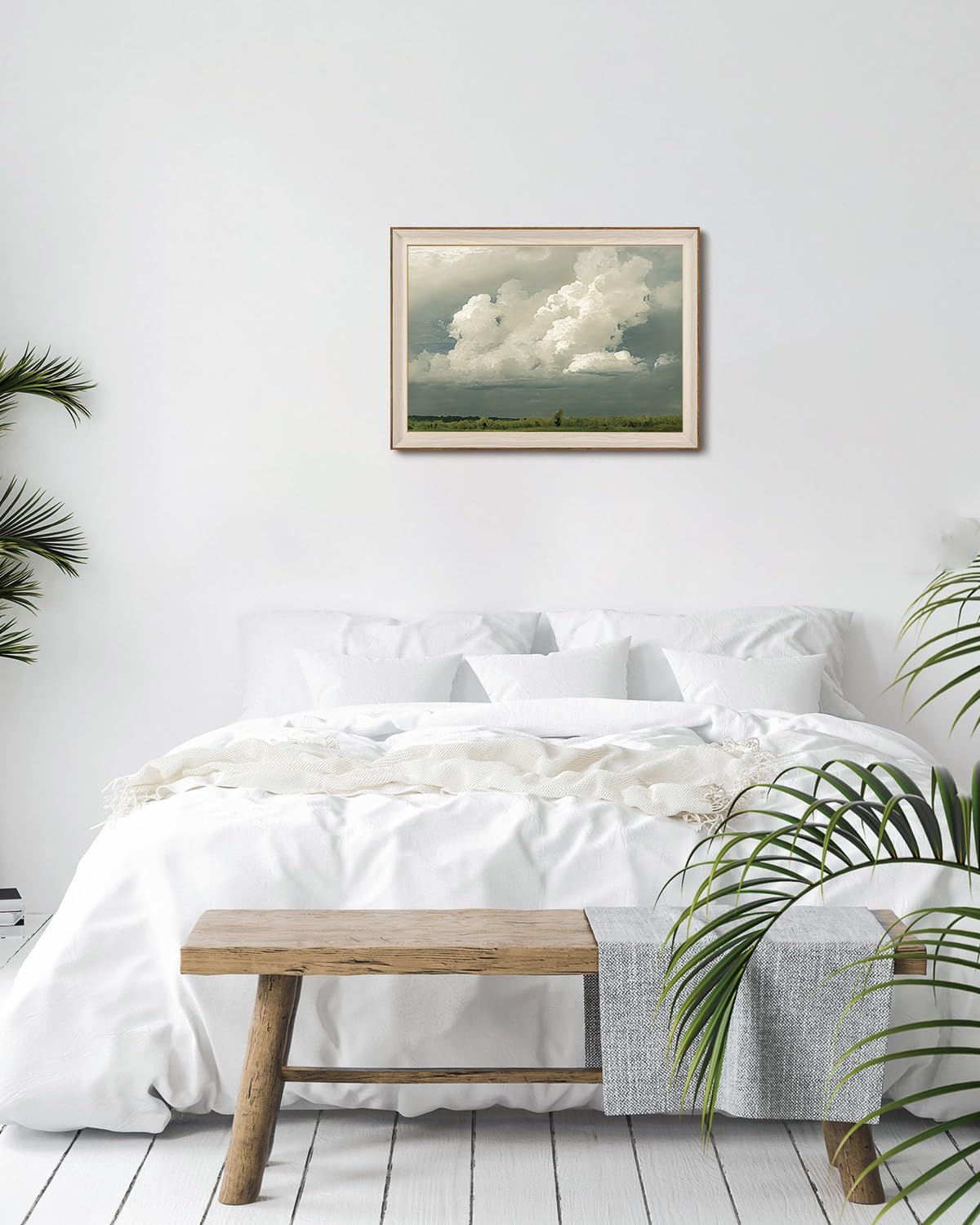 Framed Wall Art Vintage Wall Decor Landscape Canvas Art Cloud Pictures Forest Paintings Rustic Artwork For Living Room Bedroom Bathroom Kitchen (Cloudscape / 16"L x 12"W)