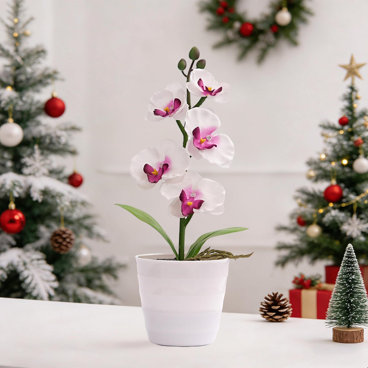 Artificial White Phalaenopsis Orchid Flower Lamp (Orchids-White)