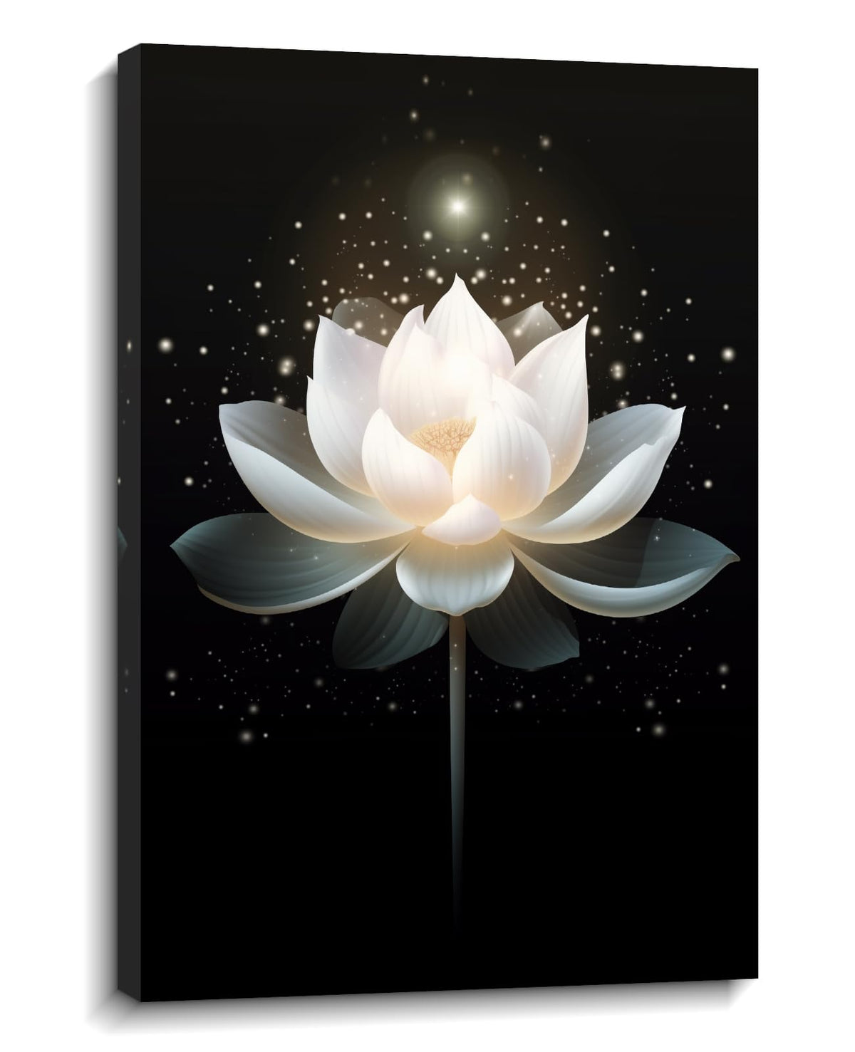 Zen Wall Art Lotus Wall Decor Black Painitng Canvas Canvas Prints Flower Blossom Pictures Spirtual Meditation Artwork for Yoga Room Living Room Office Home Framed (18"L x 12"W / J - Black and White Lotus)