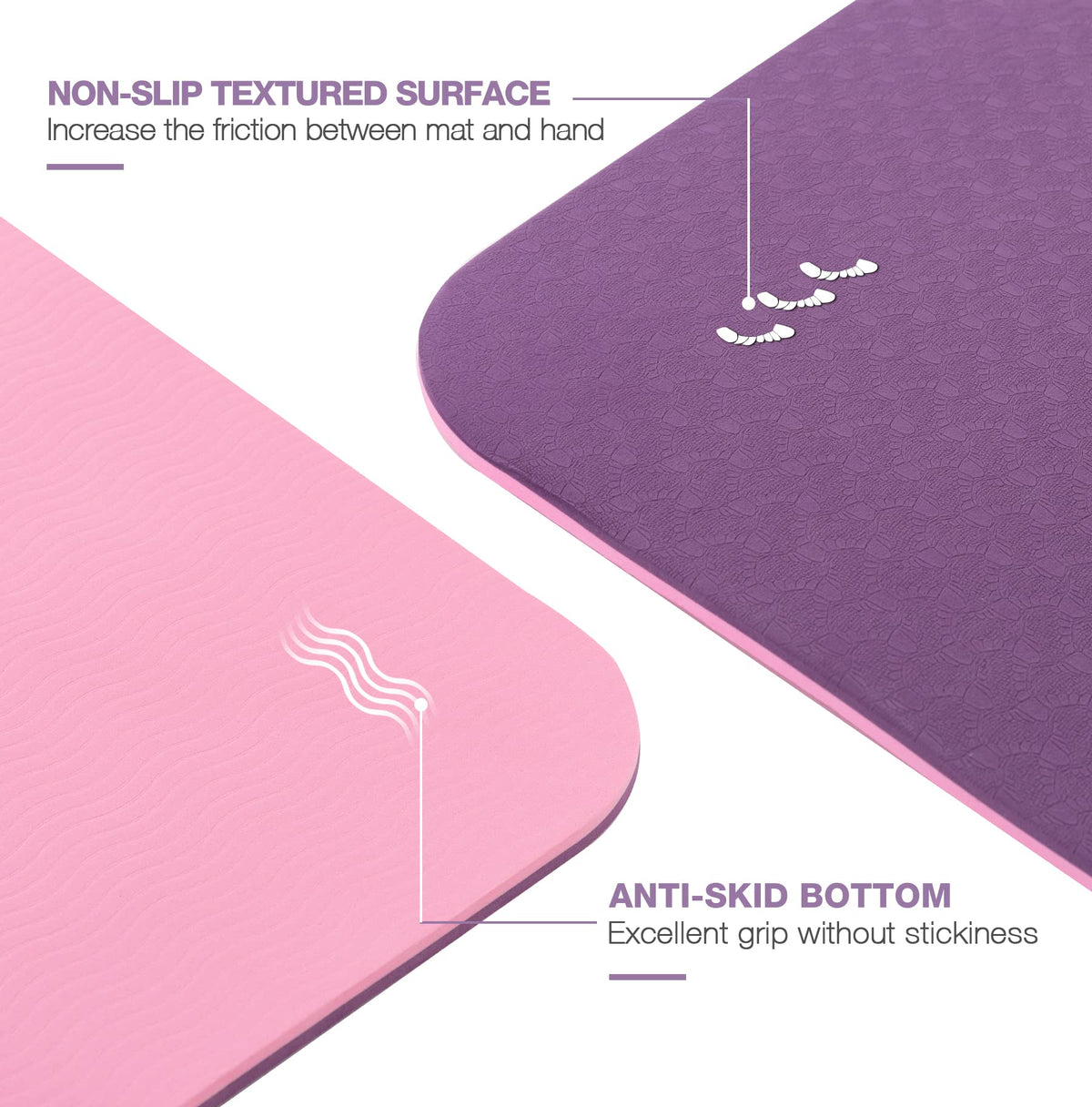 Yoga Mat Non Slip (72"x24" / Orchid & Pink)