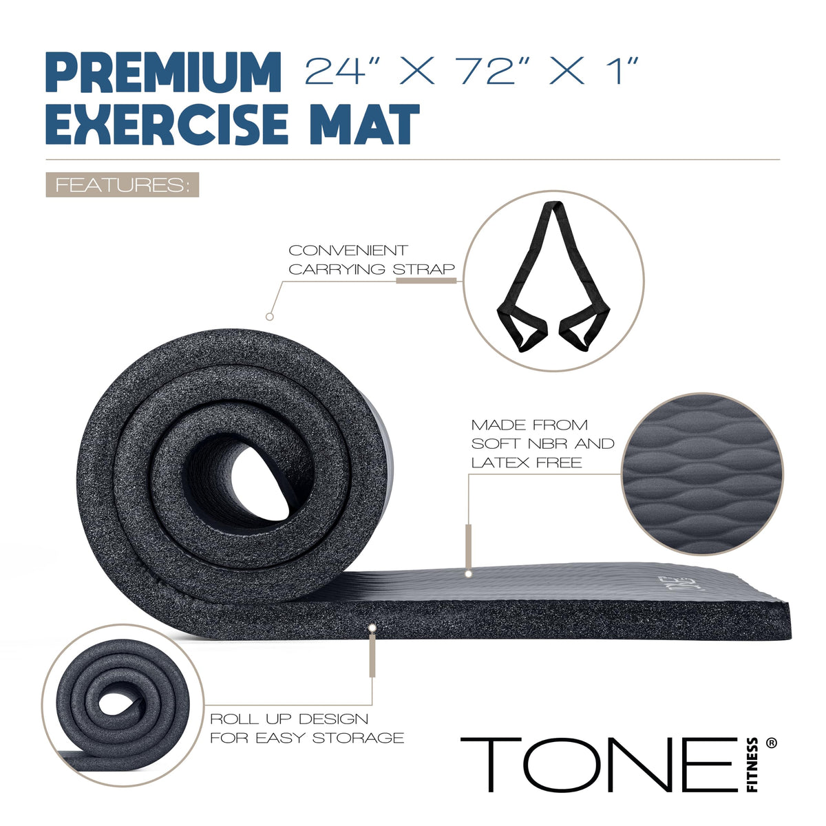 1" Extra Thick Yoga Mat (Mesh / Black)