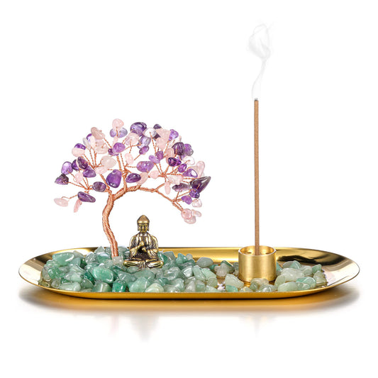 Crystal Incense Holder for Sticks (Amethyst&rose Quartz)