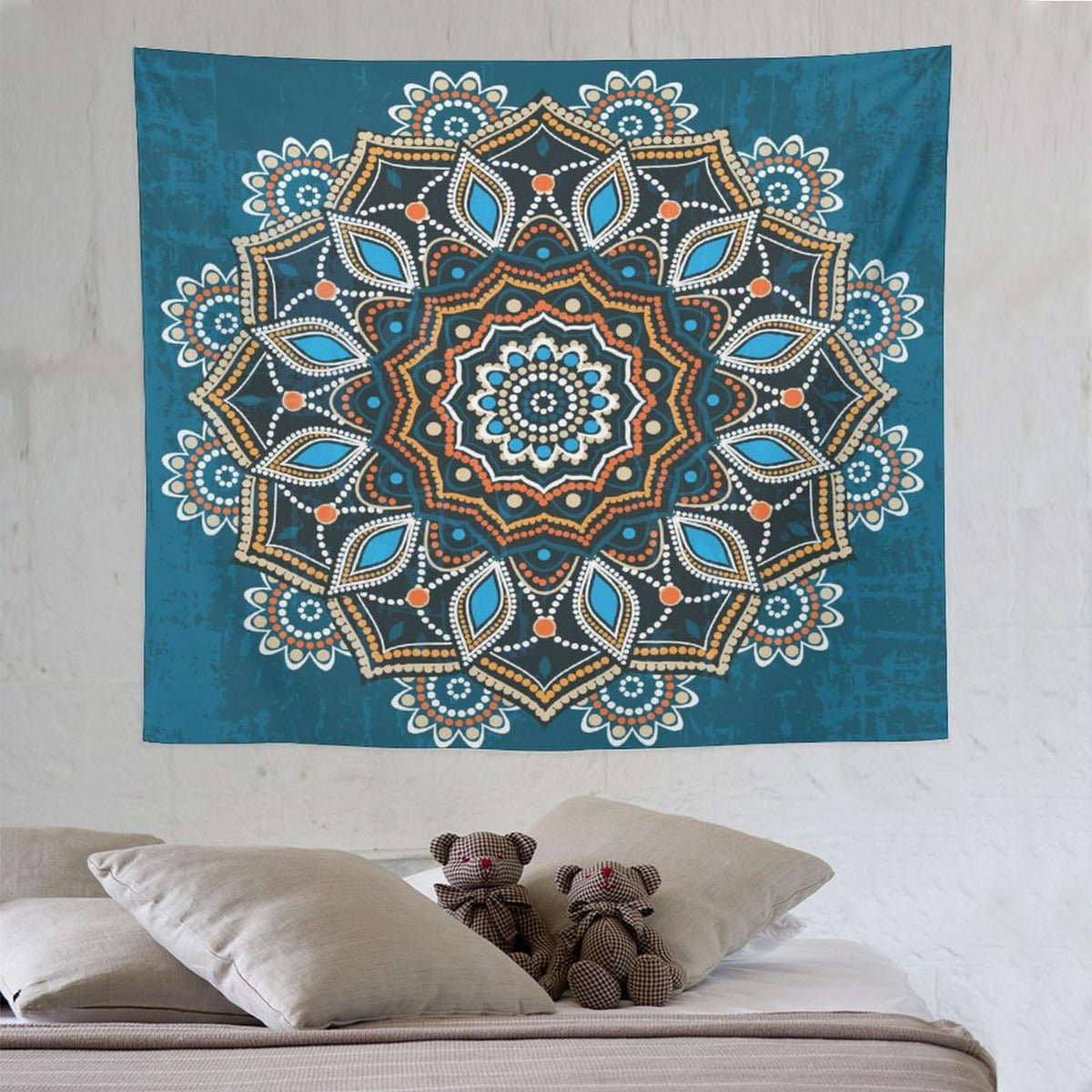 Ornamental Mandala Tapestry Wall Hanging Indian Hippie Bohemian Art Floral Texture Pattern Tapestries Home Decor for Kitchen Farmhouse Living Room Bedroom Dorm 50"x60" (50"L x 60"W / Mandala-6)
