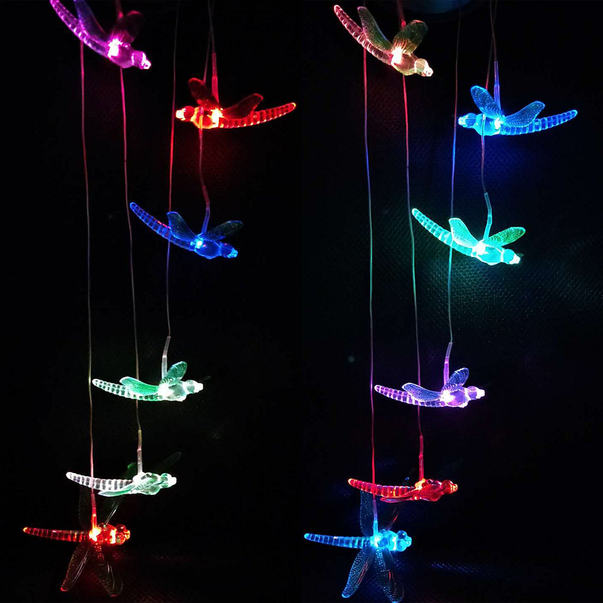 LED Solar Dragonfly Wind Chimes Outdoor