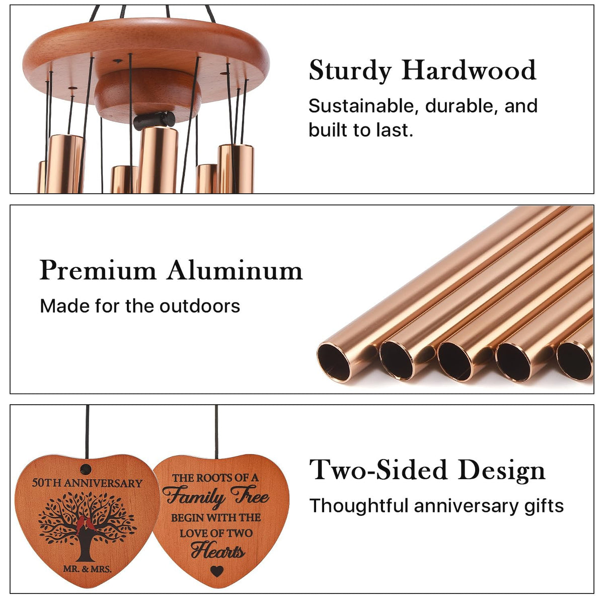 50th Wedding Anniversary Wind Chime Gifts (50th Anniversary Gift)