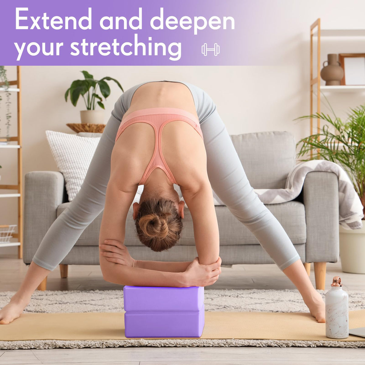 4 Pack Purple 4 Pack Yoga Blocks Non Slip Pilates Foam Brick (Purple)
